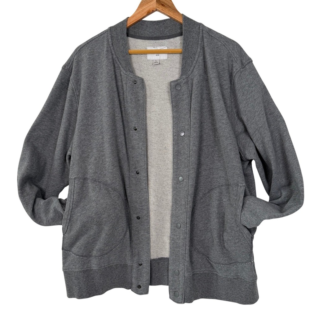 Goodfellow & Co Mens Gray Snap Front Bomber Jacket Large French Terry Sweatshirt